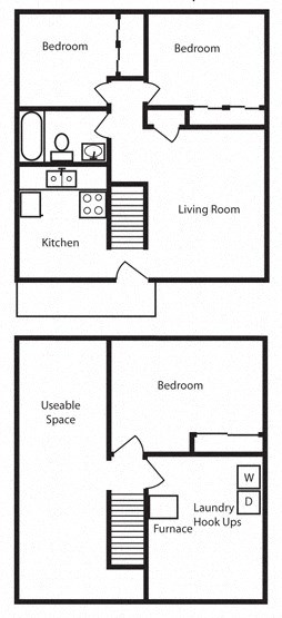 Floor plan for 3 beds, 1 bath, 1376 sqft
